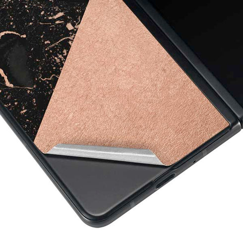 Black and Rose Gold Marble Split Galaxy Z Fold4 5G Skin